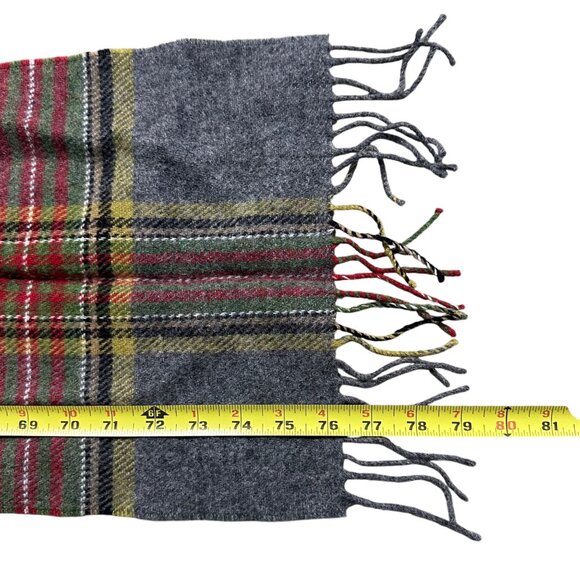 Foxford Lambswool Plaid Scarf Gray Fringe Ireland Ref Yellow Winter Accessory - Picture 8 of 8